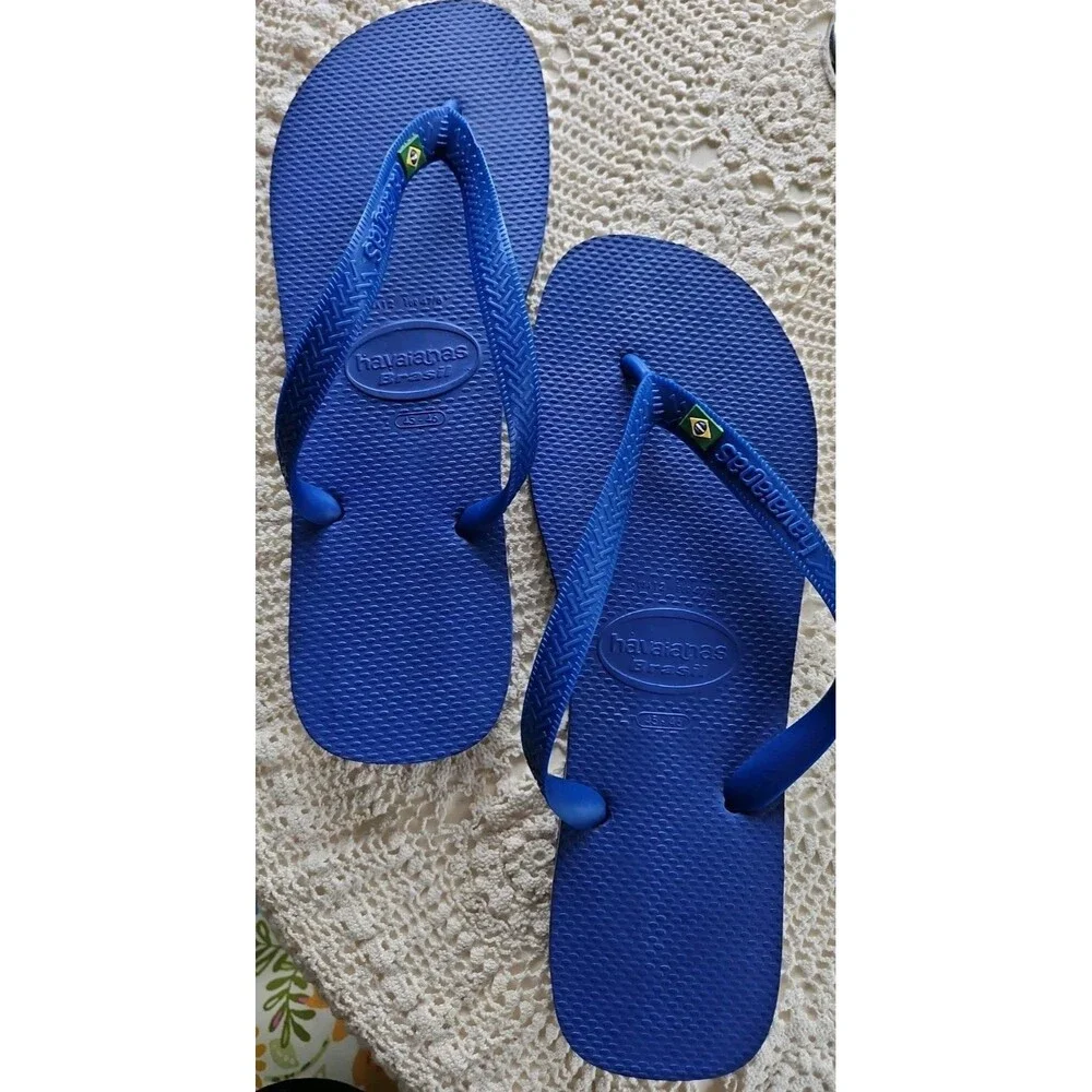 HAVAIANAS FLIP FLOPS BRAZIL LOGO BEACH SANDALS SZ 12